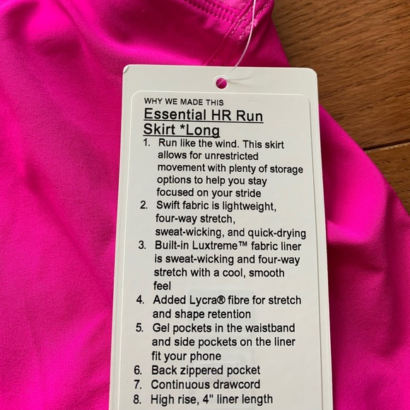 💕LULULEMON ESSENTIAL HR SKIRT/SKORT LONG-POW PINK - Picture 12 of 13